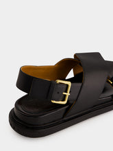 Marni Black Leather Fussbett Sandals