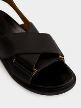 Marni Black Leather Fussbett Sandals