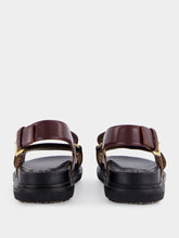 Marni Bordeaux and Blue Leather Crisscross Sandals