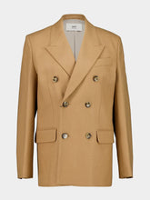 Ami Paris Camel Wool Double-Breasted Oversized Jacket