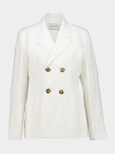 Ami Paris White Linen Double-Breasted Blazer