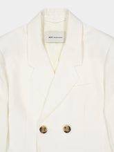 Ami Paris White Linen Double-Breasted Blazer