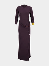 Fendi Dark Purple Draped Jersey Dress