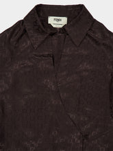Fendi Brown FF Jacquard Silk Midi Shirt Dress