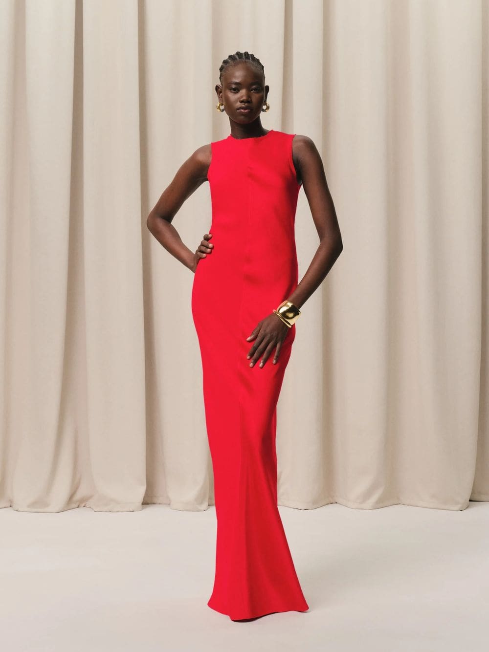 Ami Paris Poppy Red Long Straight Dress | Fashion Clinic Ami Paris Poppy Red Long Straight Dress | Fashion Clinic