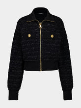 Balmain Black Tweed Bomber Jacket