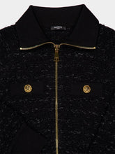 Balmain Black Tweed Bomber Jacket