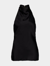 Balmain Black Backless Satin Draped Top