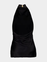 Balmain Black Backless Satin Draped Top