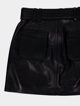 Balmain Black Belted Lambskin Mini Skirt