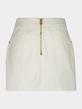 Balmain White Cotton Canvas Mini Skirt