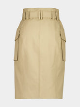 Balmain Beige Cotton Gabardine Midi Skirt