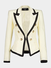 Balmain Beige Two-Tone Fitted Basketweave Jacket