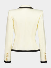 Balmain Beige Two-Tone Fitted Basketweave Jacket