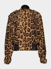 Balmain Leopard Ponyskin-Style Leather Bomber Jacket