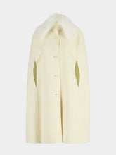 Fendi Ivory Wool Cape with Fur Collar