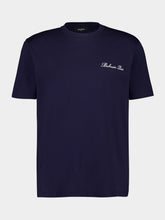 Balmain Marine Blue Embroidered Signature T-shirt