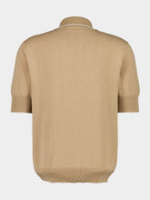 Balmain Beige Écusson Embroidered Knit Polo Shirt