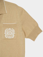 Balmain Beige Écusson Embroidered Knit Polo Shirt