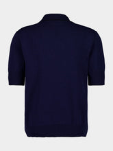 Balmain Navy Blue Écusson Embroidered Knit Polo Shirt