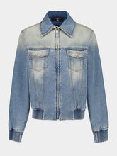 Balmain Blue Cropped Lined Denim Jacket