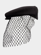 Dolce & Gabbana Black Silk Satin Flat Cap with Veil