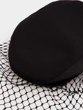 Dolce & Gabbana Black Silk Satin Flat Cap with Veil