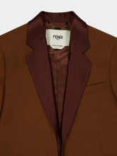 Fendi Brown Wool Mohair Blazer with Silk Lapels