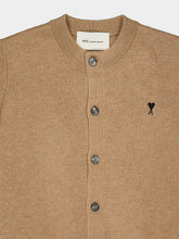 Ami Paris Camel Crewneck Wool Cardigan