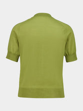 Ami Paris Matcha Green Short-Sleeve Merino Wool Cardigan