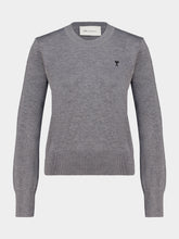 Ami Paris Grey Merino Wool Ami de Coeur Jumper