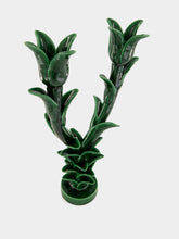Jean Roger Emerald Green Flambeaux Large Ceramic Candle Holder