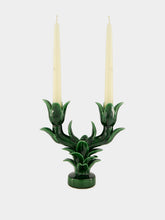 Jean Roger Emerald Green Flambeaux Small Ceramic Candle Holder