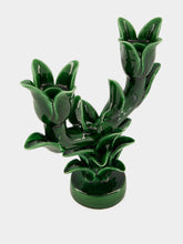 Jean Roger Emerald Green Flambeaux Small Ceramic Candle Holder