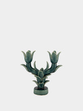Jean Roger Peacock Blue Flambeaux Small Ceramic Candle Holder