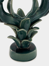Jean Roger Peacock Blue Flambeaux Small Ceramic Candle Holder