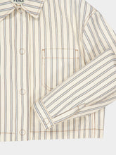 Fendi Beige FF Denim Jacket with Light Blue Stripes