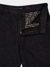 Fendi Black Straight-Leg Jeans with FF Turn-Up Hem