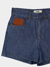Fendi Navy Blue FF Chambray Denim Shorts