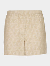 Fendi Beige FF Chambray Cotton Linen Shorts