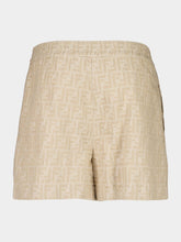 Fendi Beige FF Chambray Cotton Linen Shorts