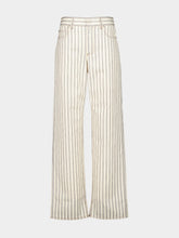 Fendi Beige FF Denim Jeans with Light Blue Stripes