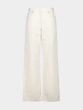 Fendi Beige Wide-Leg Denim Jeans with FF Hem Detail