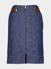 Fendi Blue Denim Zip-Front Midi Skirt