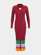 Paula Fluorite Purple Potion Long-Sleeve Knitted Dress with Buttons