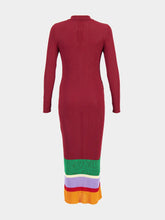 Paula Fluorite Purple Potion Long-Sleeve Knitted Dress with Buttons