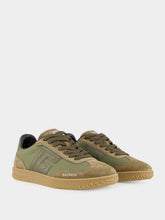 Balmain Khaki Swan Leather and Canvas Trainers