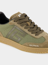 Balmain Khaki Swan Leather and Canvas Trainers