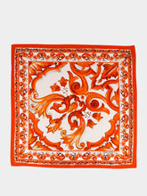 Dolce & Gabbana Orange Majolica-Print Silk Twill Scarf