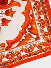 Dolce & Gabbana Orange Majolica-Print Silk Twill Scarf